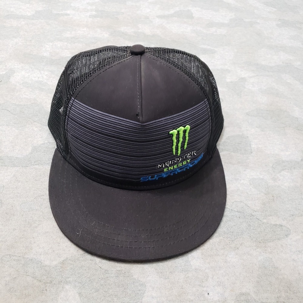Monster Energy Snapback Hat Mens One Size Fits Most Black Supercross